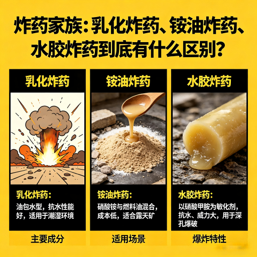 双桥炸药家族：乳化炸药、铵油炸药、水胶炸药到底有什么区别？